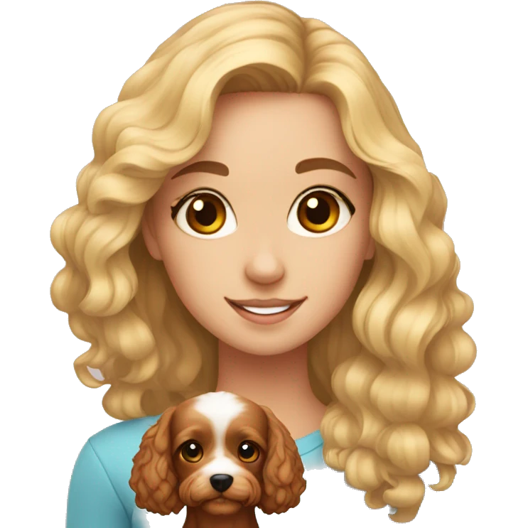 A beautiful girl with a cavoodle emoji