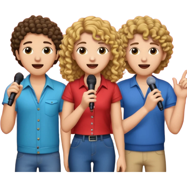 3 amigas en un karaoke cantando una chica rizada y las oreas pelo liso emoji