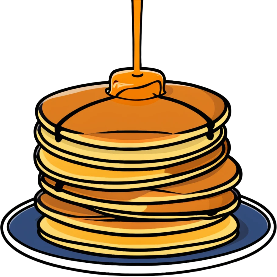 stack of pancakes with maple syrup emoji