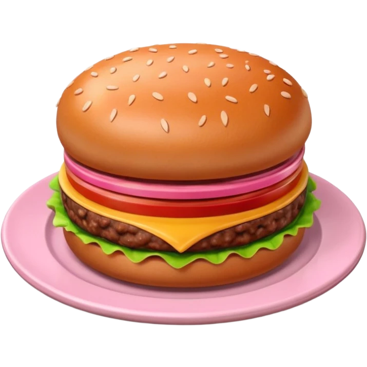 A 3D cartoon portion of minced meat shaped like a burger patty on a plate, soft lighting, Memoji-style. emoji