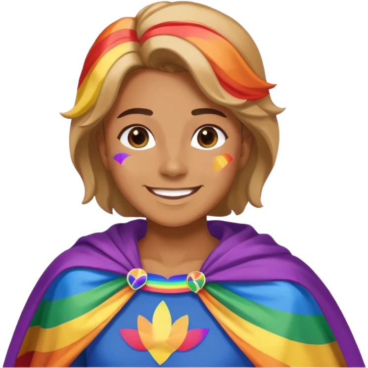 Dancing person in Pride outfit with rainbow flag cape emoji