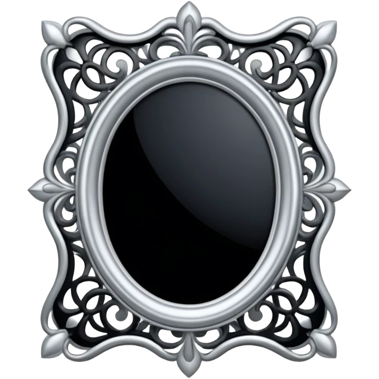 Black and silver filigree Frame, 3D, extremely detailed design emoji