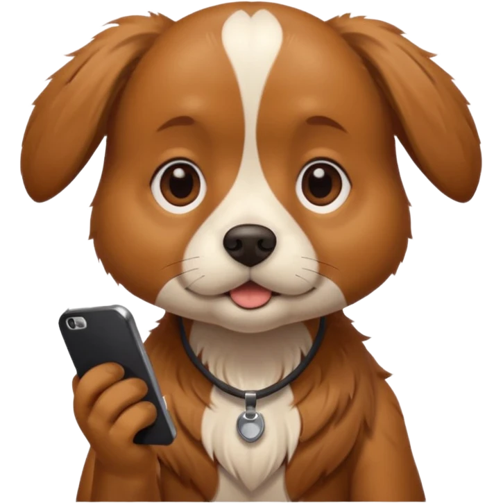 Pies z telefonem emoji