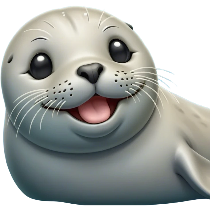 Cinematic Cute Yawning harbour seal Portrait Emoji, Head tilted slightly with a dramatic, wide-open yawn, showcasing a smooth, rounded body with gently drooping features and sleepy, half-closed eyes, Simplified yet irresistibly adorable features, highly detailed, glowing with a soft, cozy maritime glow, high shine, relaxed yet expressive, stylized with a dash of whimsical ocean charm, soft glowing outline, capturing the essence of a drowsy yet affectionate harbour seal that appears ready to stretch out for a nap! emoji
