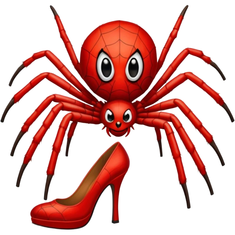 Spider with red high heels on a emoji