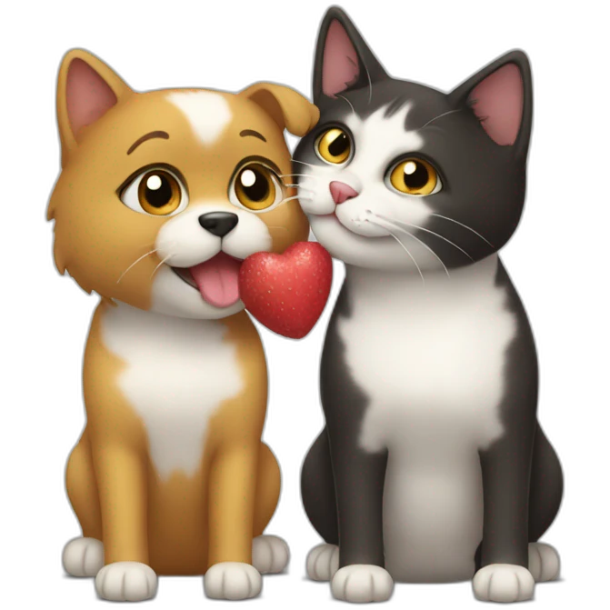 cat kiss dog emoji