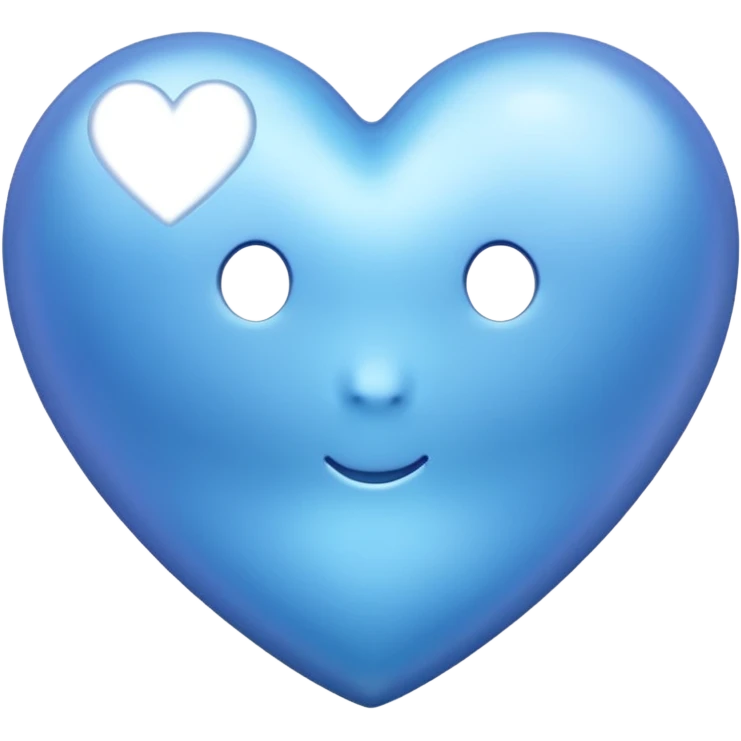 blue heart-shaped emoji with a pearl texture, shiny and smooth emoji