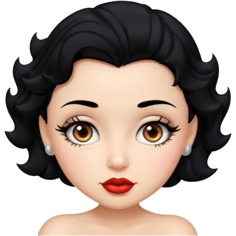 Do not change the face I already created, I want her with Betty boop face and black hair emoji