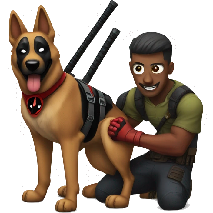 Deadpool with a German shepherd  emoji