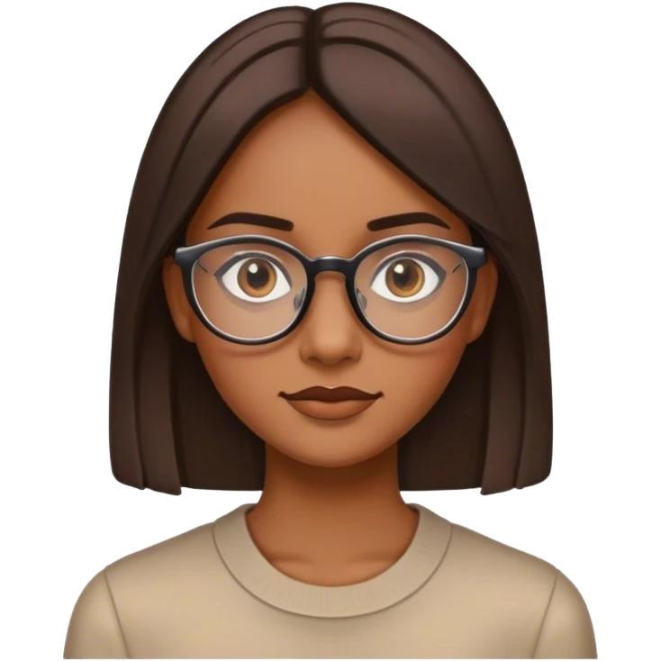 a nerdly straight hair with spectale brown tonned with sharp eyes and defined jawline girl emoji