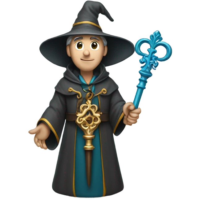 male wizard have holding big key emoji