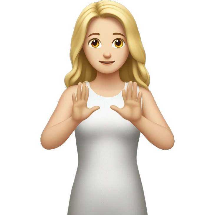 white girl shows the cross with her hands emoji