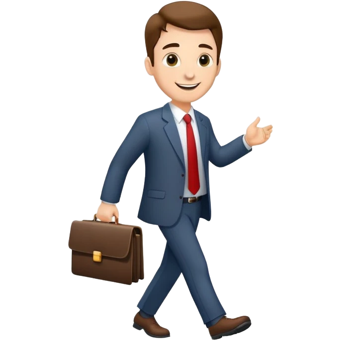 happy businessman proudly walking after signing important document emoji