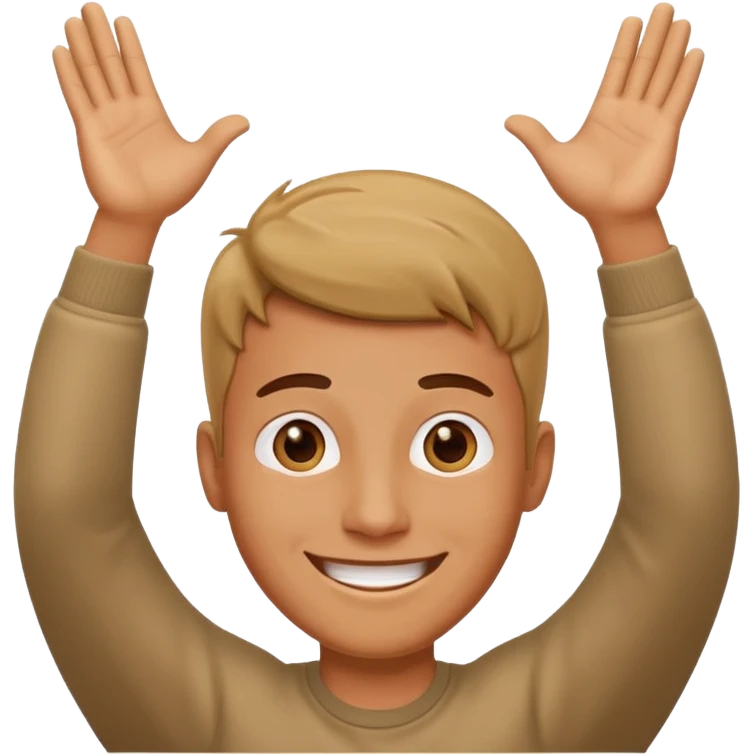 happy guy with hands above head emoji