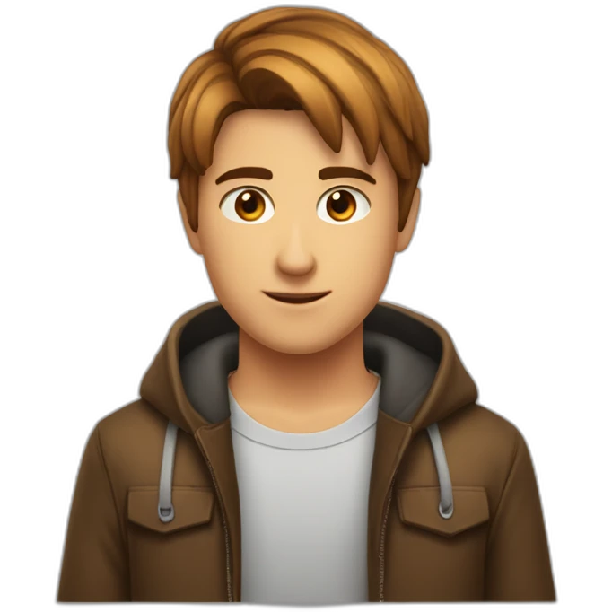 Garçon cheveux lisses marron yeux marron emoji