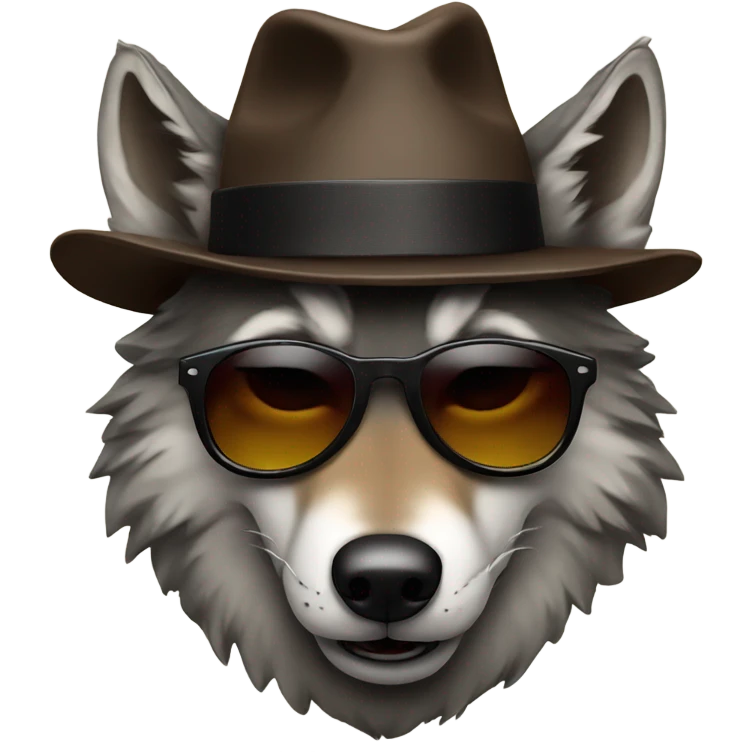 Wolf with dark sunglasses, a hat and a cigar  emoji