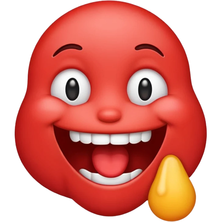 Make the siley emoji to be red and drooling. Make it look realistic emoji