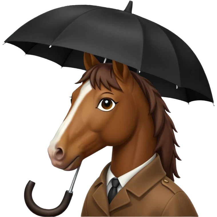 horse with black umbrella closeup view emoji