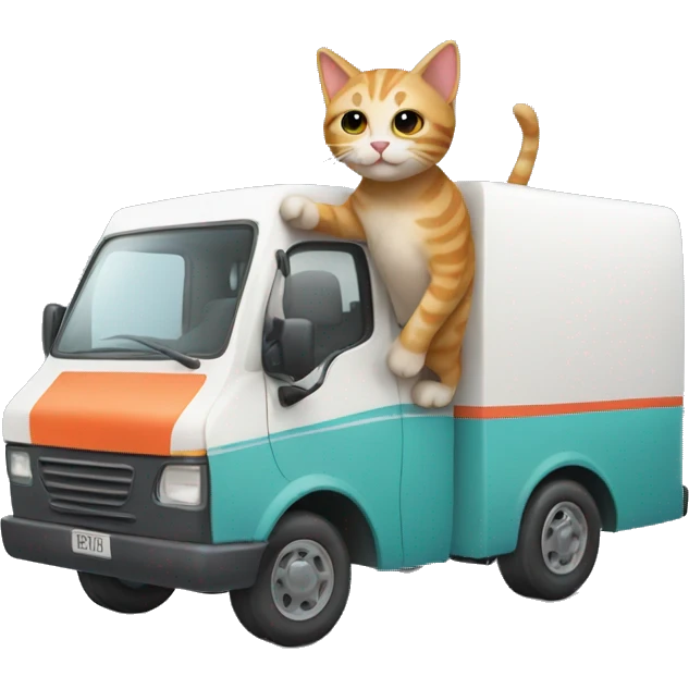 cat driving a moving van emoji