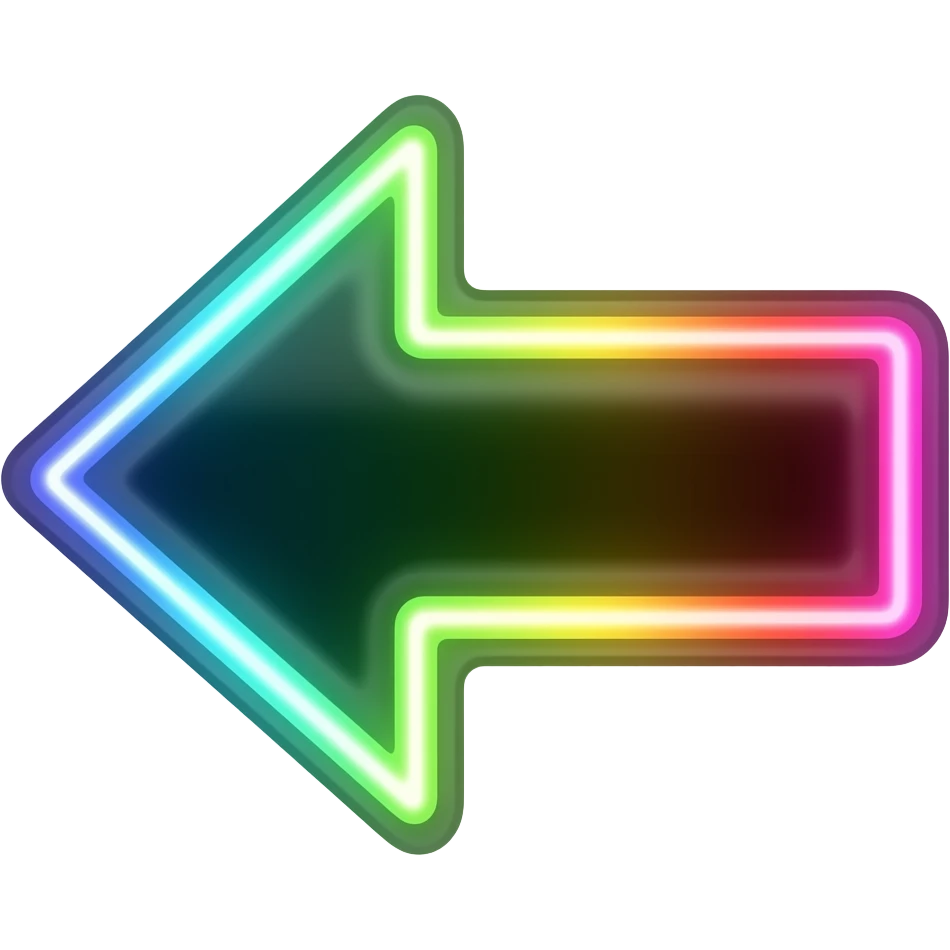 animated neon rgb glow arrow, pointing left emoji