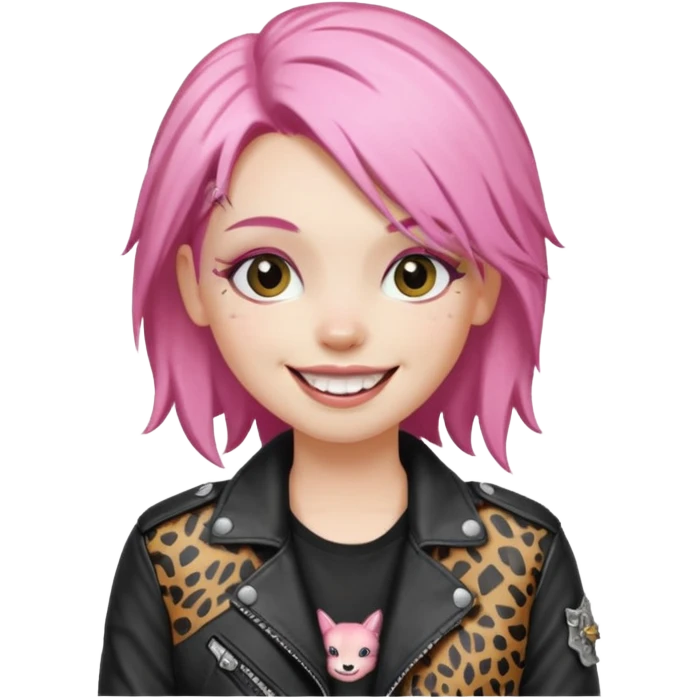 pink haired metalhead animal emoji