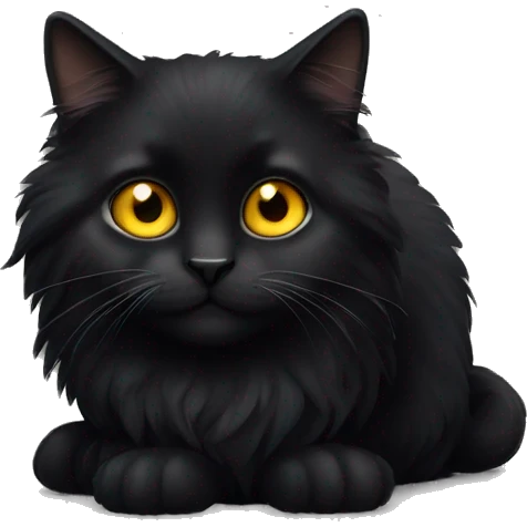 Black fluffy cat with yellow eyes emoji