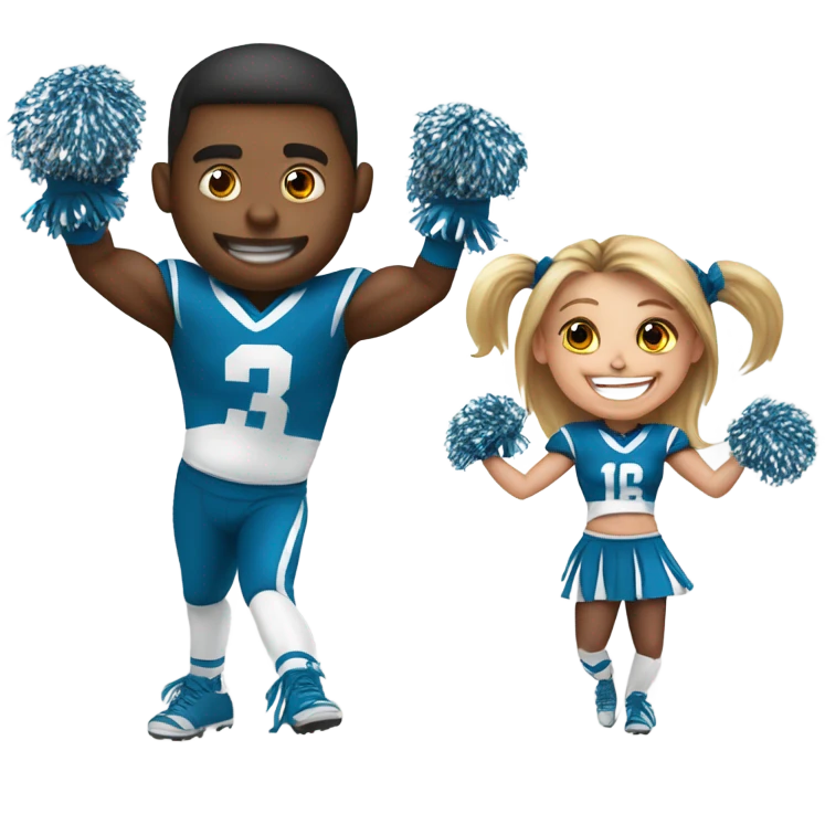 Cheerleader and football emoji