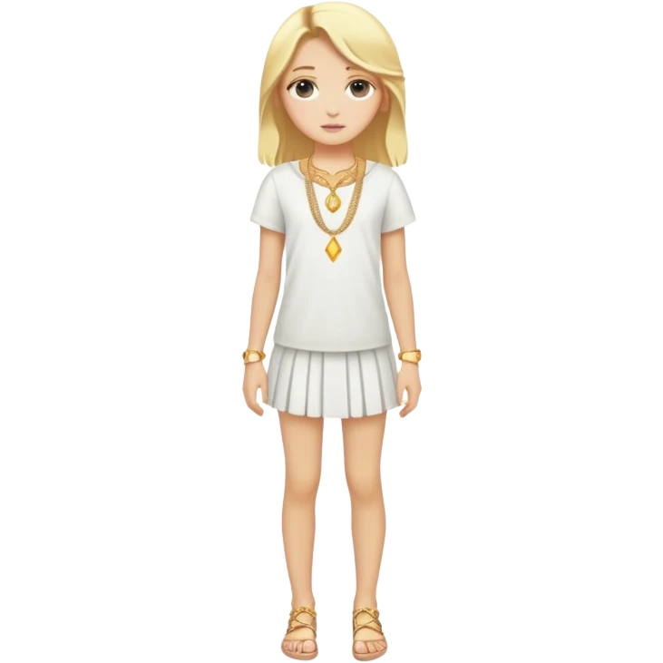 Full body white teenage girl with blonde hair, choni style with gold jewelry emoji
