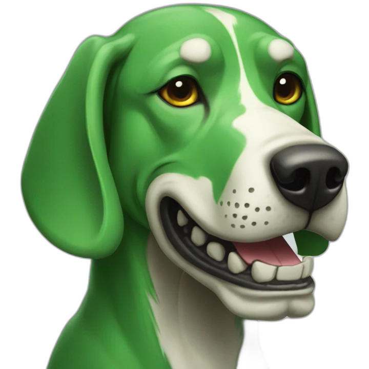 Green hound with a skull mask on its face emoji
