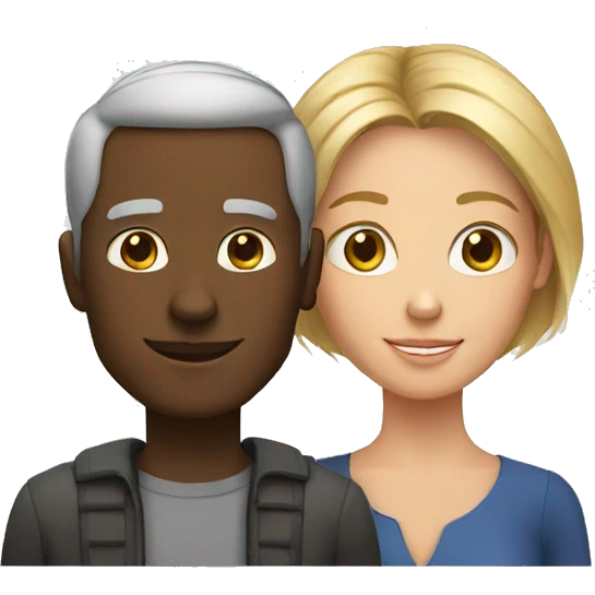 middle age white man and young black woman emoji