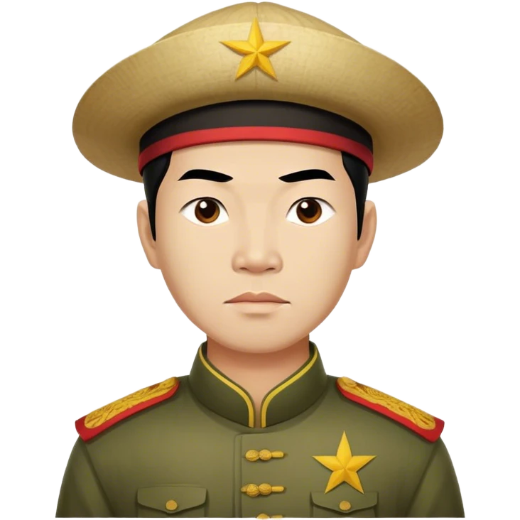 Cinematic Realistic Ho Chi Minh Portrait Emoji, depicted as a determined revolutionary leader in traditional attire with a humble expression, rendered with lifelike textures and soft natural lighting that captures his enduring legacy. emoji
