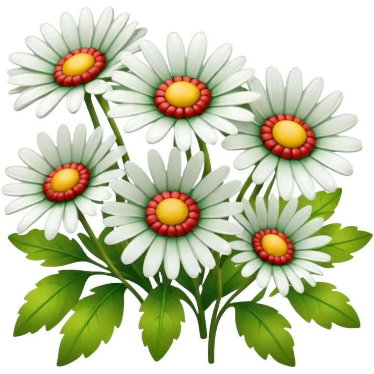 Green, red, yellow and white daisies emoji
