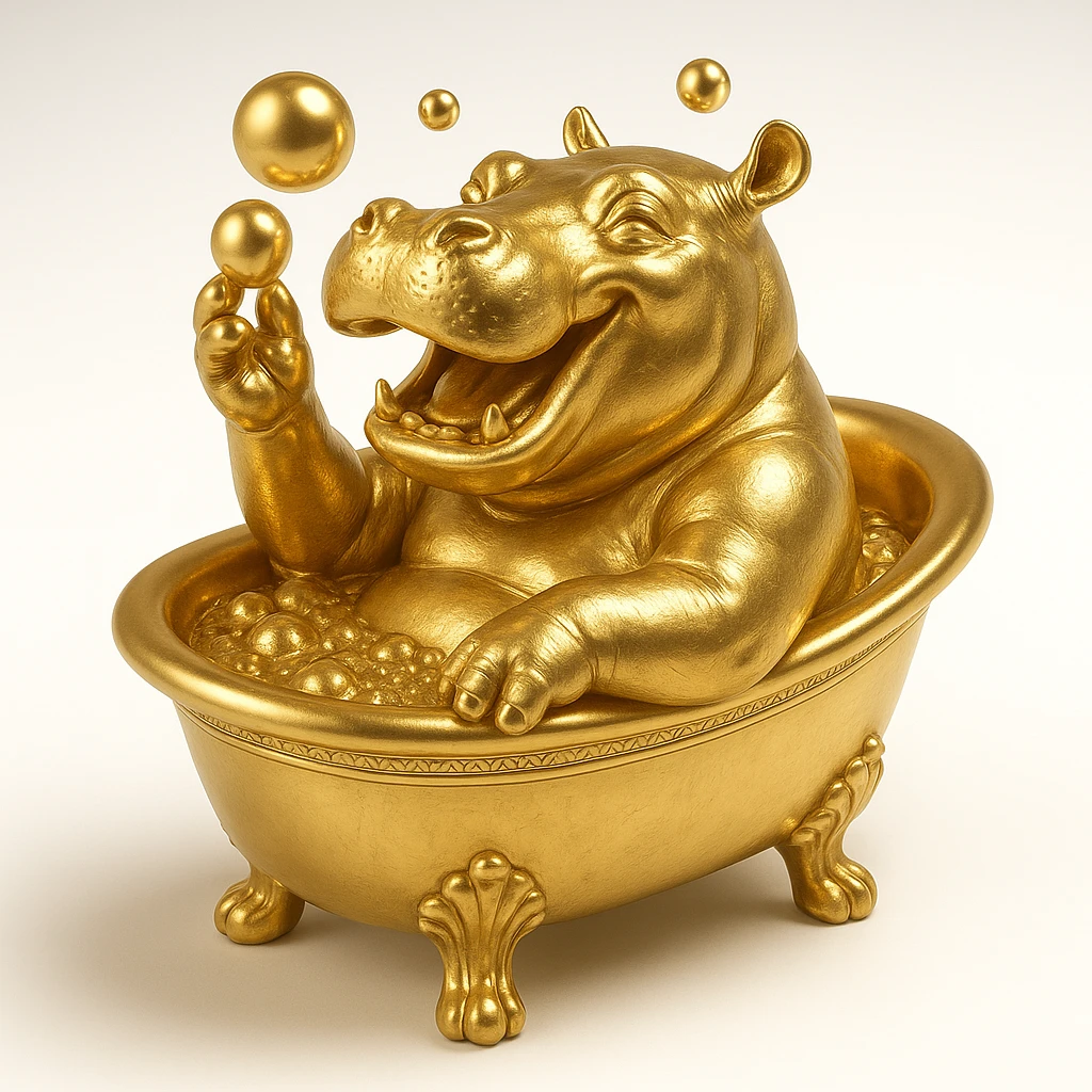 happy hippo with bubbles in bathtub emoji