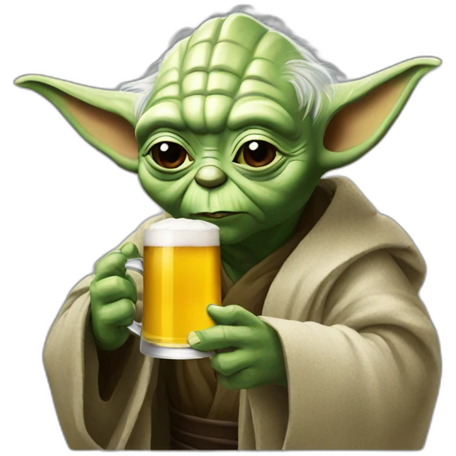 Yoda drinking a beer emoji
