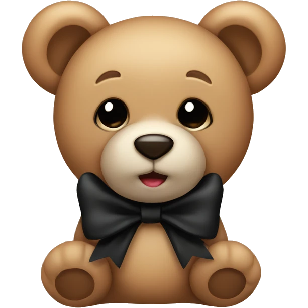 Cute teddy bear with black bow emoji