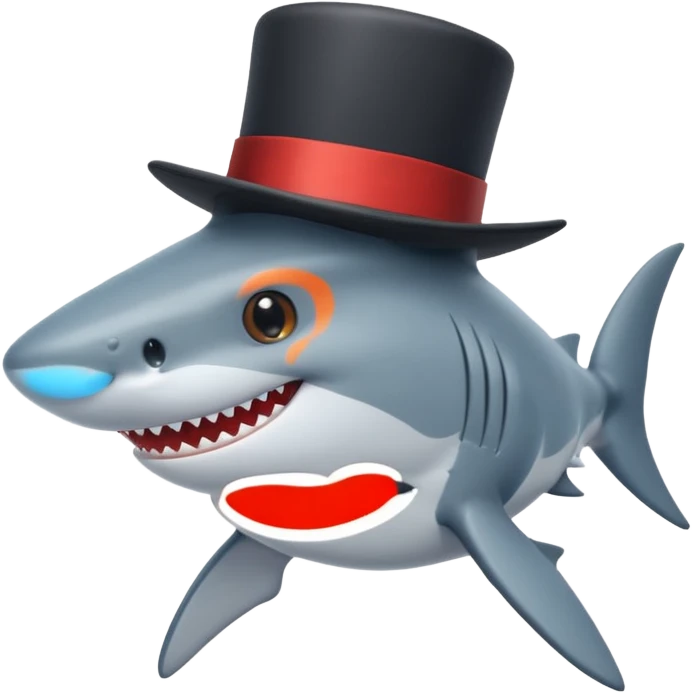 Shark with a top hat emoji