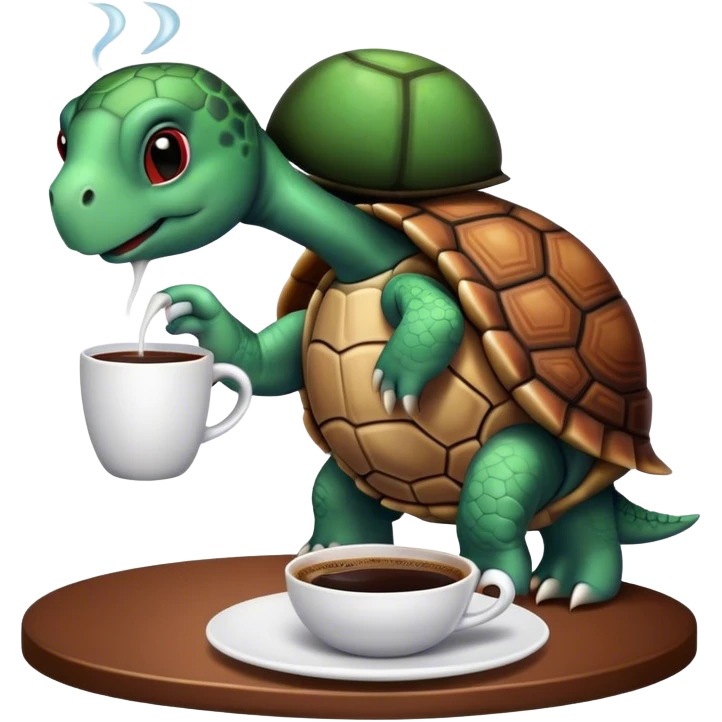 A turtle drinking coffee emoji