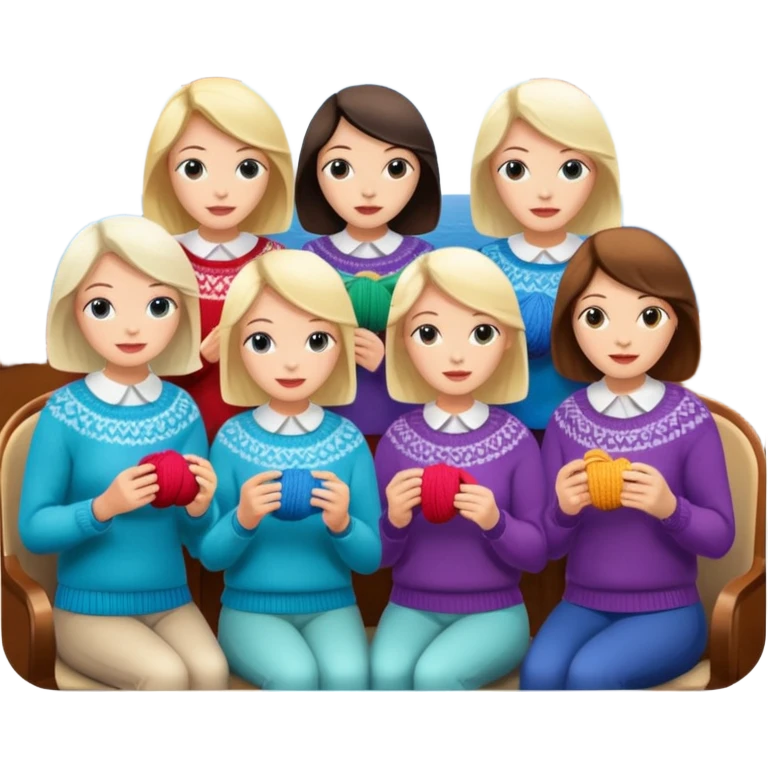 5 white ladies knitting on a cruise ship emoji