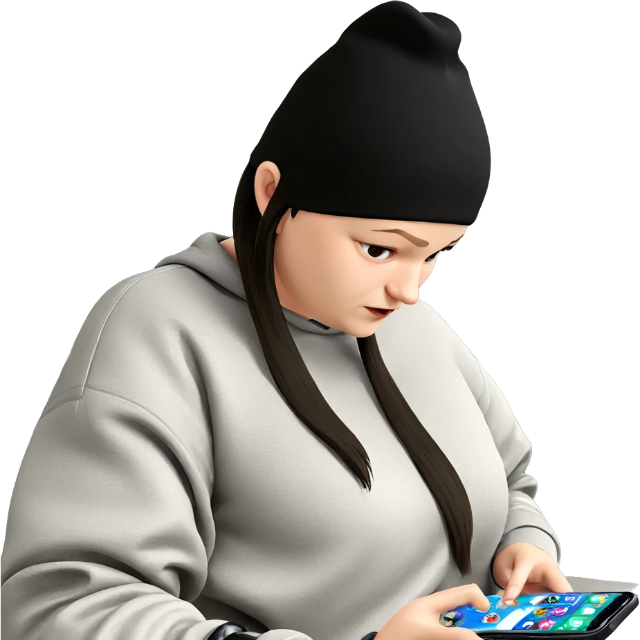 girl with phone in hat emoji