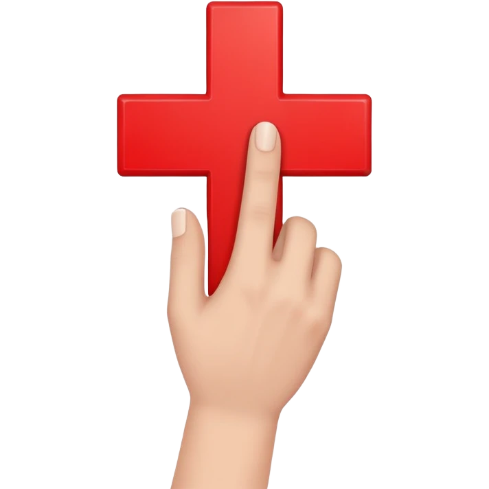 hand holding up a red cross emoji