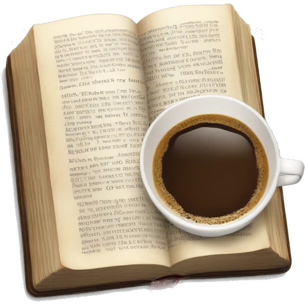 Open Bible with a cup of coffee next to it  emoji