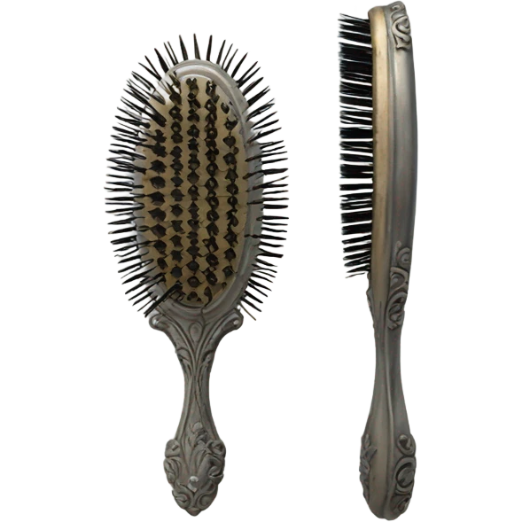 vintage rococo silver hair brush emoji