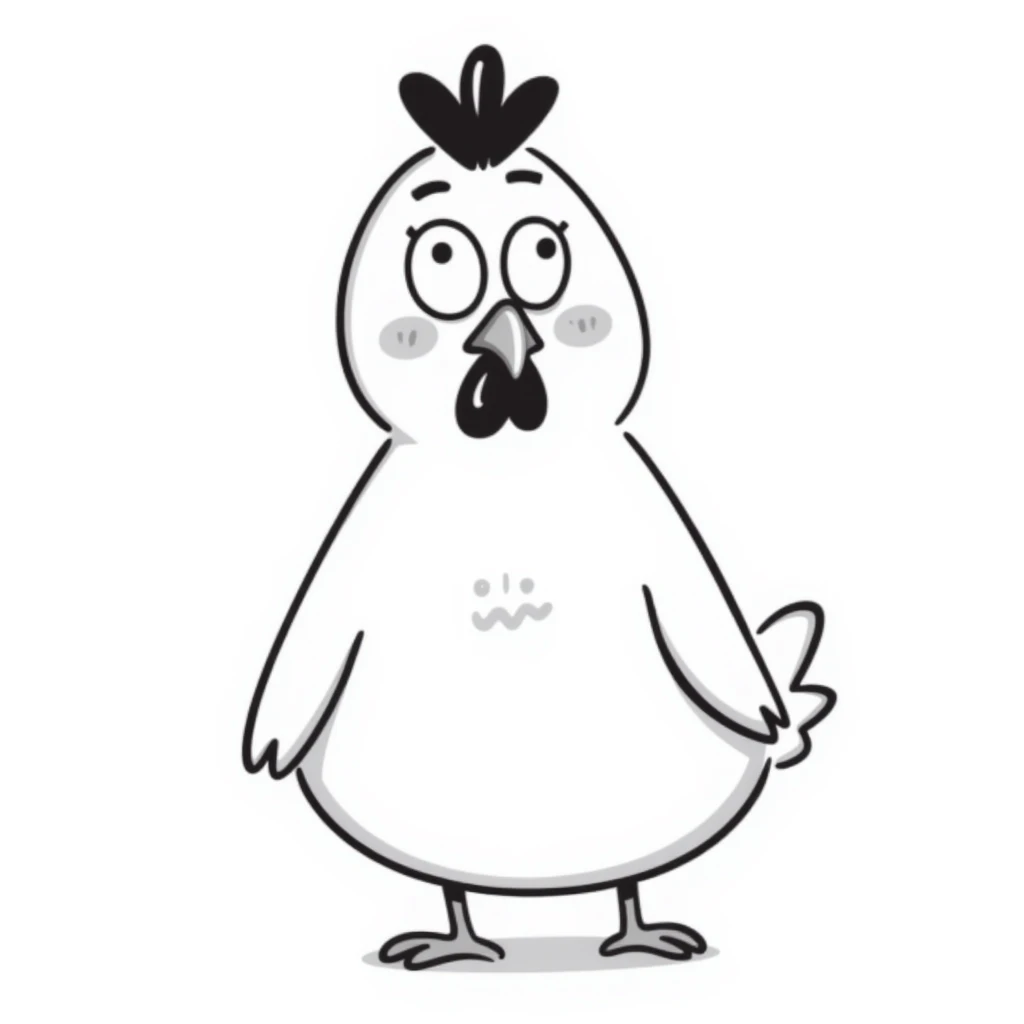 A goofy chicken with big eyes and a surprised expression emoji