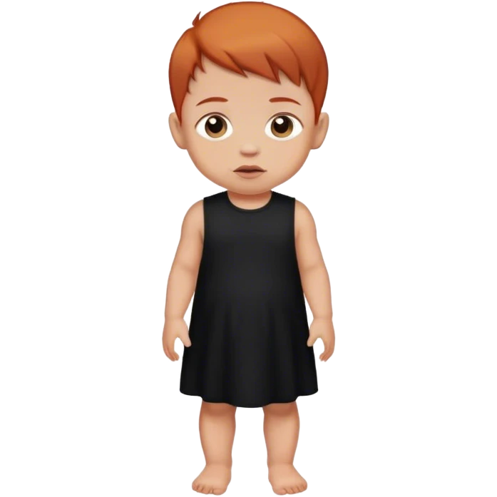 baby boy with reddish blunt hair with black dress emoji