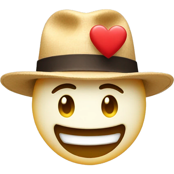 Smily face with a hat and heart eyes emoji