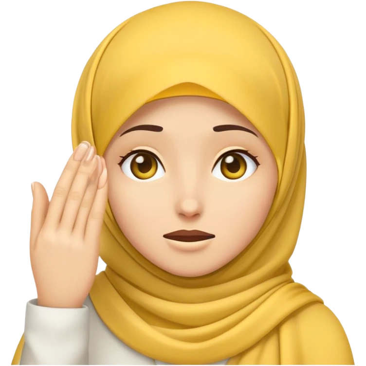 yellow emoji face with a hijab, facepalming gesture emoji