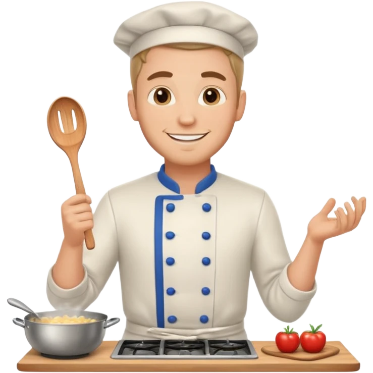white handsome man cooking emoji