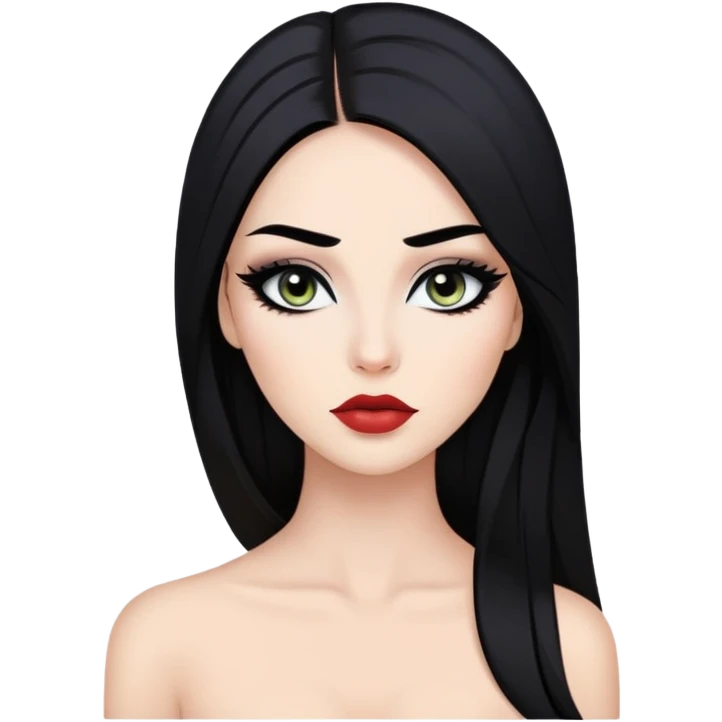 fat, long straight hair, baddie,pretty, makeup, black eyeliner, long hair emoji