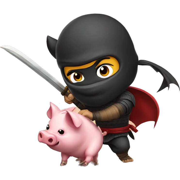Ninja pig fighting a dragon emoji