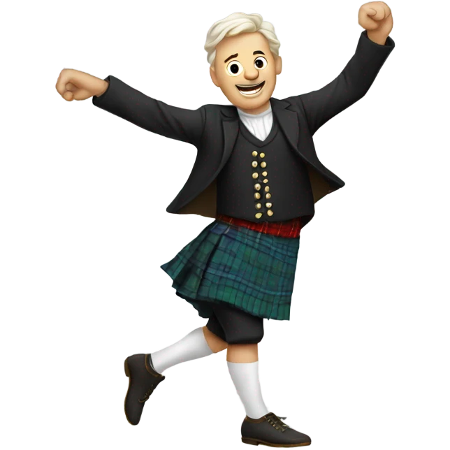 Dancing man in traditional Scottish clothes emoji